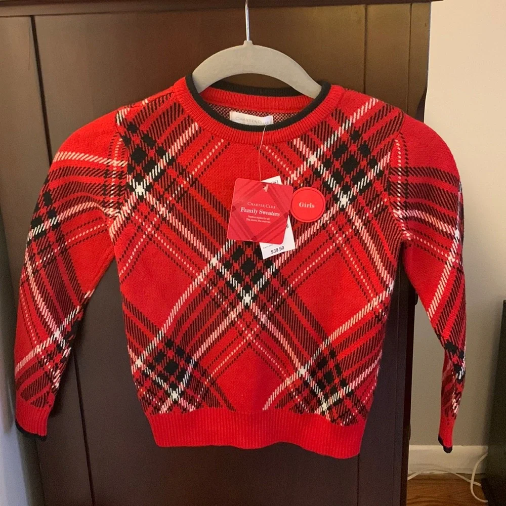 Brand new adorable Charter Club red/black plaid sweater!! - Picture 3 of 7